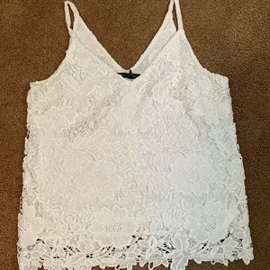 White House Black Market White Lace Top M